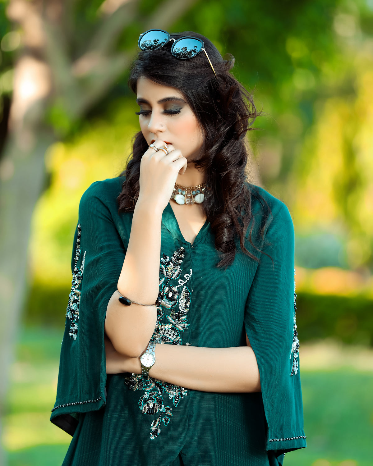 Sana Waqas Fleurs Rouges Emerald – Sana Waqas